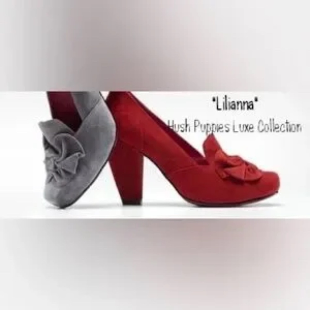 Hush Puppies Lilianna Suede Bow Pumps Court Heel Gray Size 7
